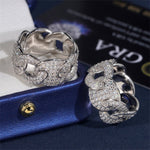 S925 Silver Moissanite Link Pavé Ring - AKAK BODYJEWELRY - ear - tunnel