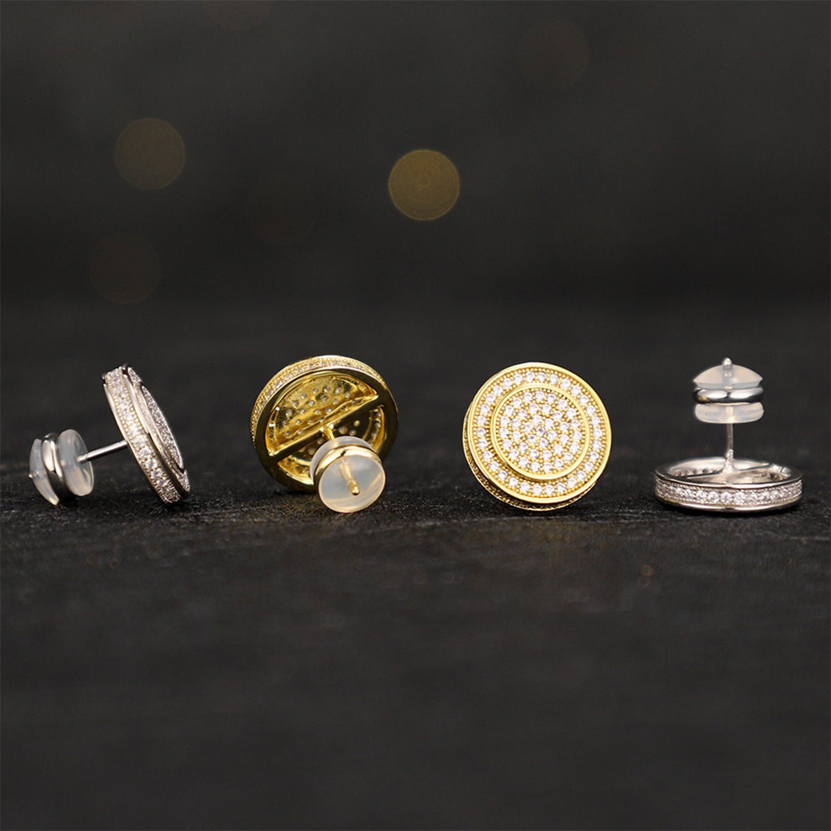 S925 Silver Moissanite Radiant Circle Studs Earrings - AKAK BODYJEWELRY - ear - tunnel