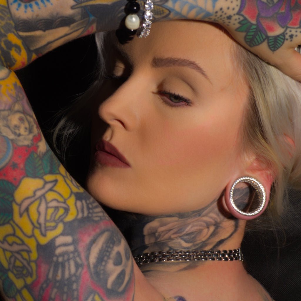 S925 Silver Moissanite Star Sparkling Ear Gauge Tunnel (2Pcs) - AKAK BODYJEWELRY - ear - tunnel