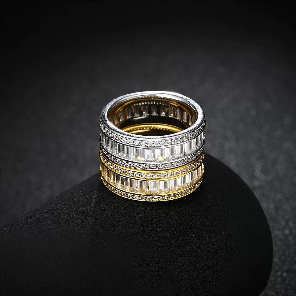 S925 Silver Moissanite Tone Baguette Ring - AKAK BODYJEWELRY - ear - tunnel