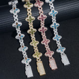 S925 Silver Multicolor Moissanite Clover Bracelet - AKAK BODYJEWELRY - ear - tunnel