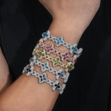 S925 Silver Multicolor Moissanite Clover Bracelet - AKAK BODYJEWELRY - ear - tunnel