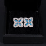 S925 Silver Multicolor Moissanite Clover Stud Earrings - AKAK BODYJEWELRY - ear - tunnel
