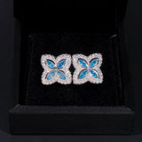 S925 Silver Multicolor Moissanite Clover Stud Earrings - AKAK BODYJEWELRY - ear - tunnel