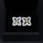 S925 Silver Multicolor Moissanite Clover Stud Earrings - AKAK BODYJEWELRY - ear - tunnel