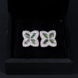 S925 Silver Multicolor Moissanite Clover Stud Earrings - AKAK BODYJEWELRY - ear - tunnel