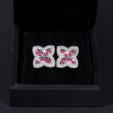 S925 Silver Multicolor Moissanite Clover Stud Earrings - AKAK BODYJEWELRY - ear - tunnel