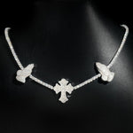 S925 Silver Praying Hands Cross Moissanite Tennis Necklace - AKAK BODYJEWELRY - ear - tunnel