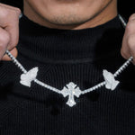 S925 Silver Praying Hands Cross Moissanite Tennis Necklace - AKAK BODYJEWELRY - ear - tunnel