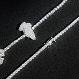 S925 Silver Praying Hands Cross Moissanite Tennis Necklace - AKAK BODYJEWELRY - ear - tunnel