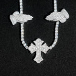 S925 Silver Praying Hands Cross Moissanite Tennis Necklace - AKAK BODYJEWELRY - ear - tunnel
