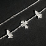 S925 Silver Praying Hands Cross Moissanite Tennis Necklace - AKAK BODYJEWELRY - ear - tunnel