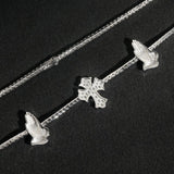 S925 Silver Praying Hands Cross Moissanite Tennis Necklace - AKAK BODYJEWELRY - ear - tunnel