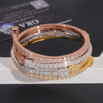 S925 Silver Triple - Tone Baguette Moissanite Bracelet - AKAK BODYJEWELRY - ear - tunnel