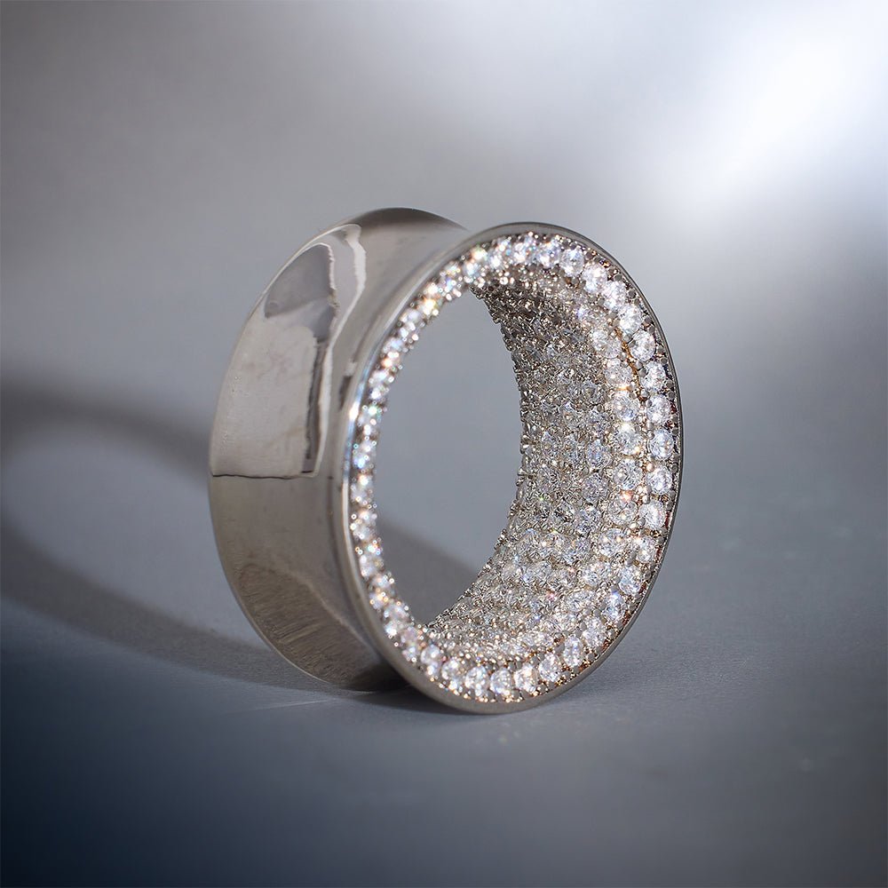 S925 Stars Shining Zircon Ear Gauge Tunnel(2Pcs) - AKAK BODYJEWELRY - ear - tunnel