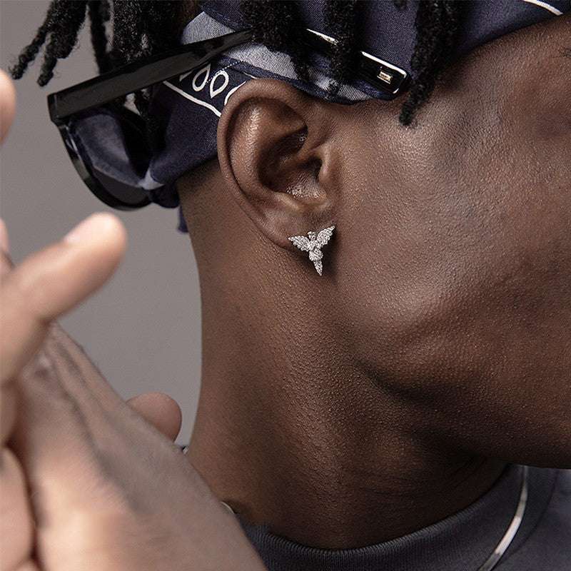 S925 Sterling Silver Angel Stud Earrings - AKAK BODYJEWELRY - ear - tunnel