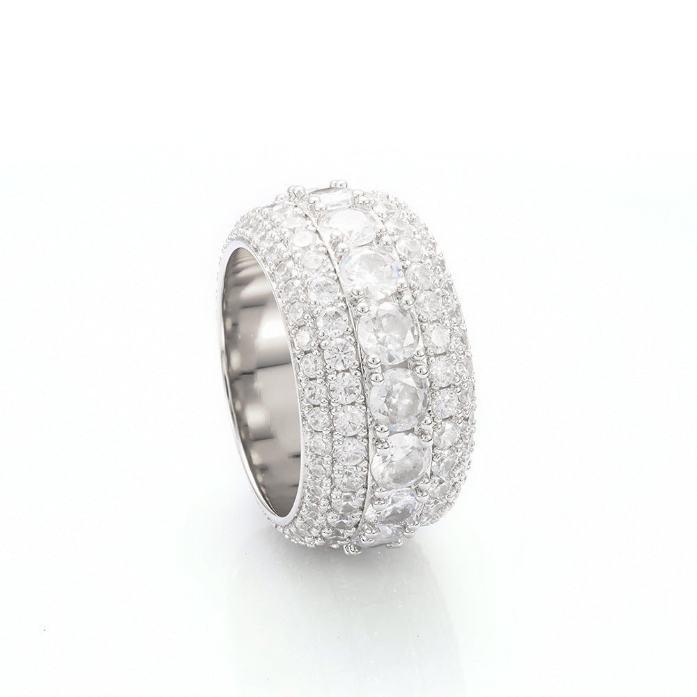 S925 Sterling Silver Full - Pavé Moissanite Ring - AKAK BODYJEWELRY - ear - tunnel