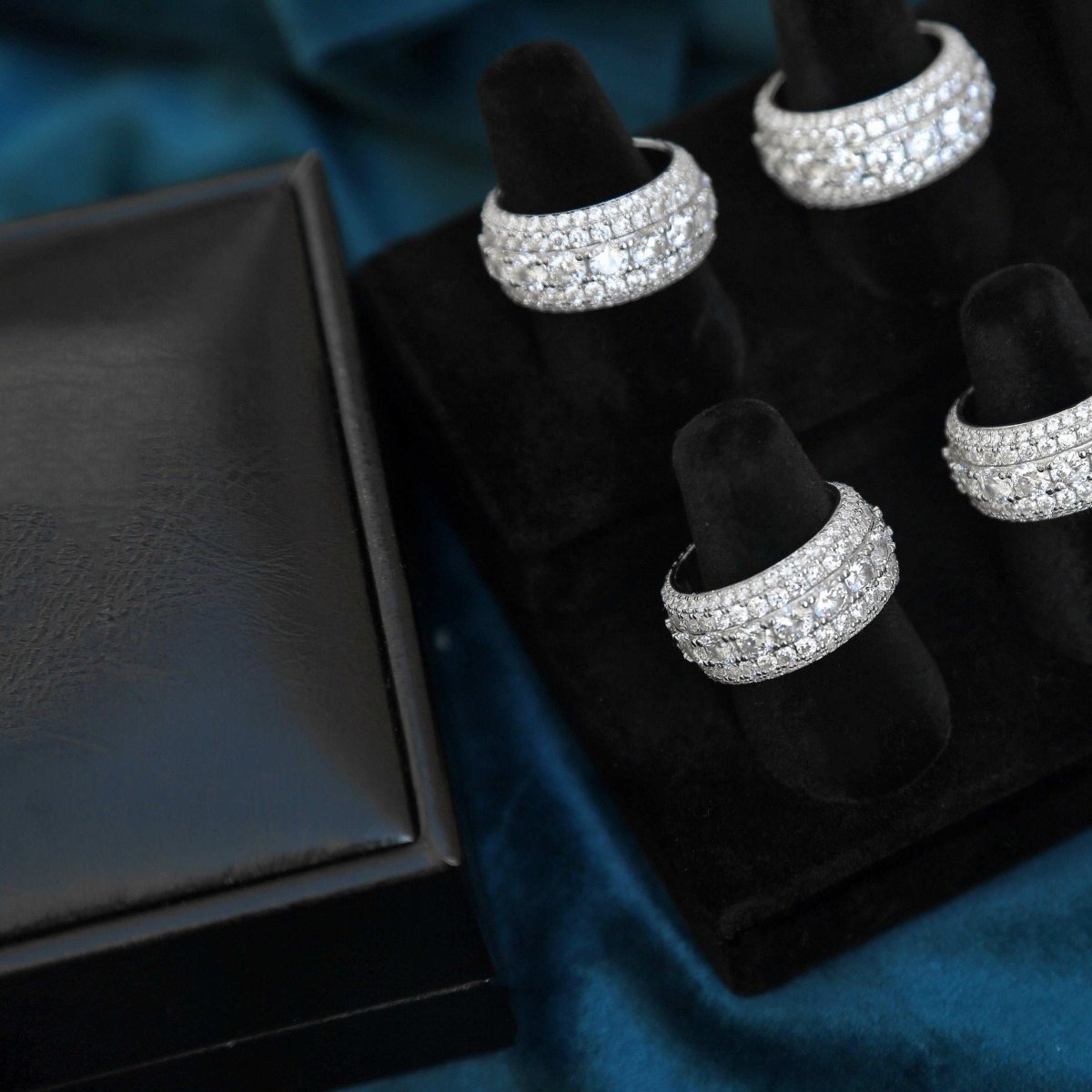 S925 Sterling Silver Full - Pavé Moissanite Ring - AKAK BODYJEWELRY - ear - tunnel