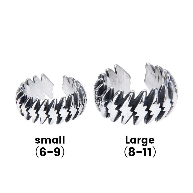 S925 Sterling Silver Lightning Wrap Adjustable Ring - AKAK BODYJEWELRY - ear - tunnel