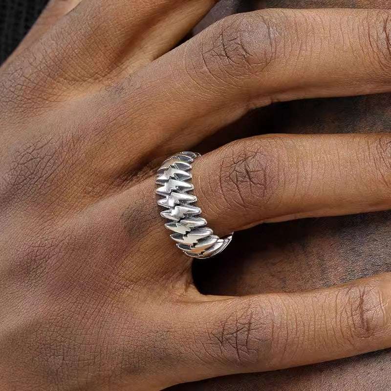 S925 Sterling Silver Lightning Wrap Adjustable Ring - AKAK BODYJEWELRY - ear - tunnel