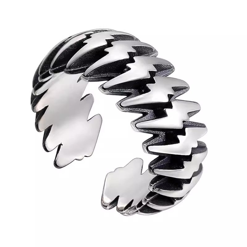 S925 Sterling Silver Lightning Wrap Adjustable Ring - AKAK BODYJEWELRY - ear - tunnel
