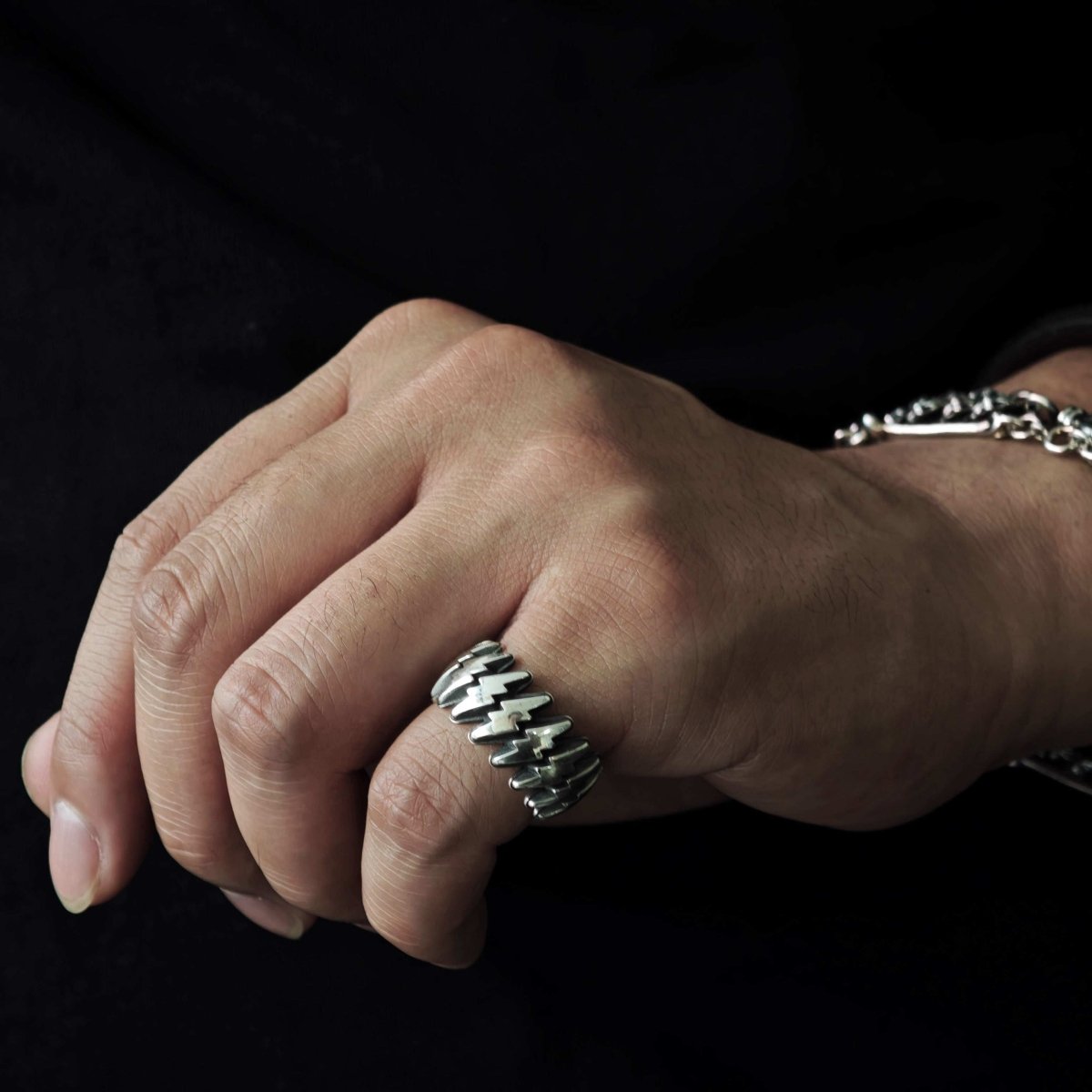S925 Sterling Silver Lightning Wrap Adjustable Ring - AKAK BODYJEWELRY - ear - tunnel