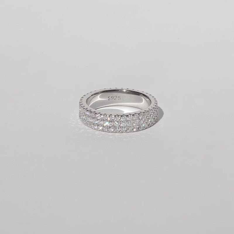 S925 Sterling Silver Minimalist Full - Pavé Moissanite Ring - AKAK BODYJEWELRY - ear - tunnel