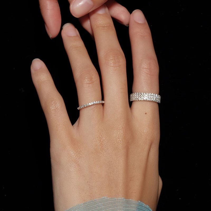 S925 Sterling Silver Minimalist Full - Pavé Moissanite Ring - AKAK BODYJEWELRY - ear - tunnel