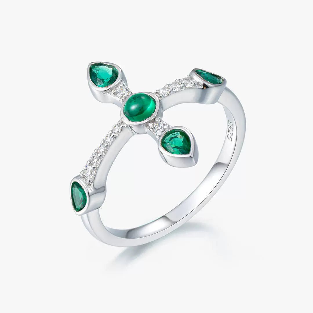 S925 Sterling Silver Moissanite Cross Ring - AKAK BODYJEWELRY - ear - tunnel