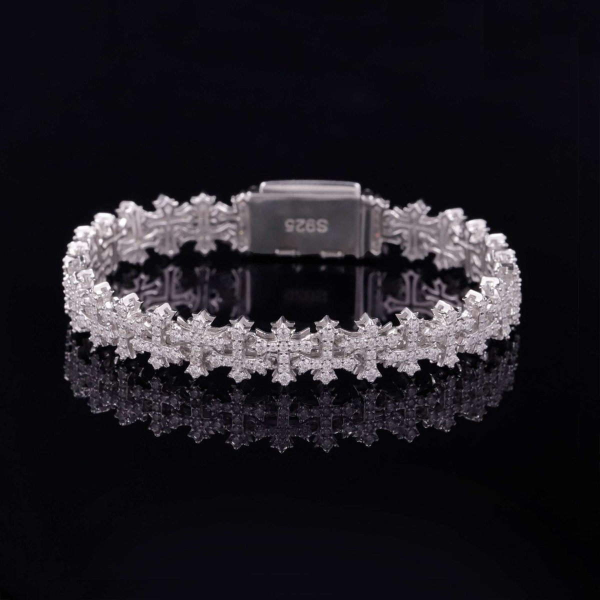 S925 Sterling Silver Moissanite Gothic Cross Bracelet - AKAK BODYJEWELRY - ear - tunnel