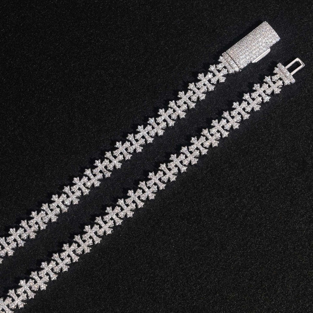 S925 Sterling Silver Moissanite Gothic Cross Bracelet - AKAK BODYJEWELRY - ear - tunnel