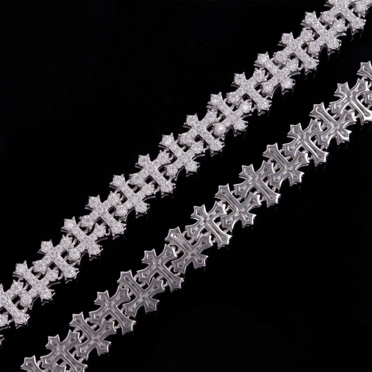 S925 Sterling Silver Moissanite Gothic Cross Bracelet - AKAK BODYJEWELRY - ear - tunnel