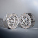 Sea View Lattice Moissanite S925 Silver Ear Gauge Tunnel (2Pcs) - AKAK BODYJEWELRY - ear - tunnel