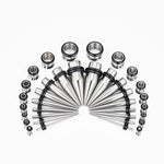 Silver Multicolor Spike Ear Stretching Kit 36Pcs - AKAK BODYJEWELRY - ear - tunnel