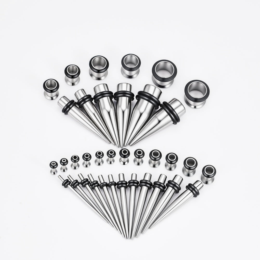 Silver Multicolor Spike Ear Stretching Kit 36Pcs - AKAK BODYJEWELRY - ear - tunnel