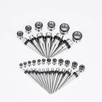 Silver Multicolor Spike Ear Stretching Kit 36Pcs - AKAK BODYJEWELRY - ear - tunnel