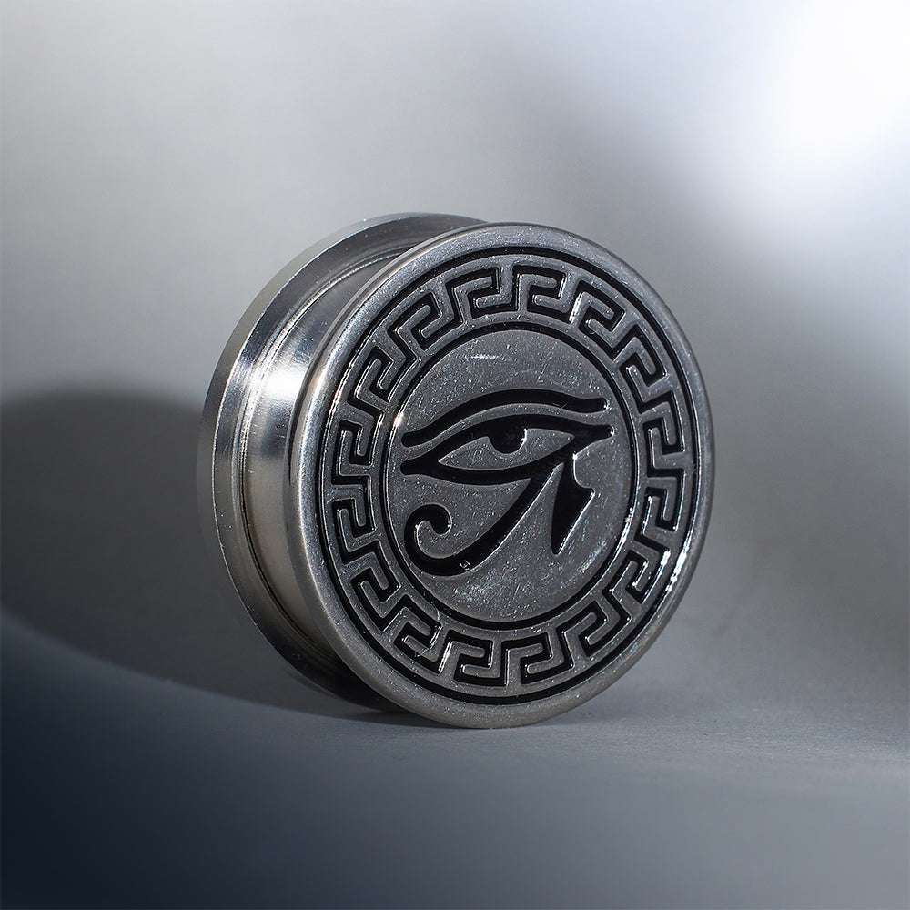 Stainless Steel Eye of Horus Steel Plugs Ear Piercing Tunnels 2Pcs - AKAK BODYJEWELRY - ear - tunnel