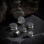 Stainless Steel Eye of Horus Steel Plugs Ear Piercing Tunnels 2Pcs - AKAK BODYJEWELRY - ear - tunnel