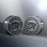 Stainless Steel Eye of Horus Steel Plugs Ear Piercing Tunnels 2Pcs - AKAK BODYJEWELRY - ear - tunnel