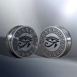 Stainless Steel Eye of Horus Steel Plugs Ear Piercing Tunnels 2Pcs - AKAK BODYJEWELRY - ear - tunnel