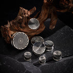 Stainless Steel Eye of Storm Ear Piercing Plugs 2pcs - AKAK BODYJEWELRY - ear - tunnel