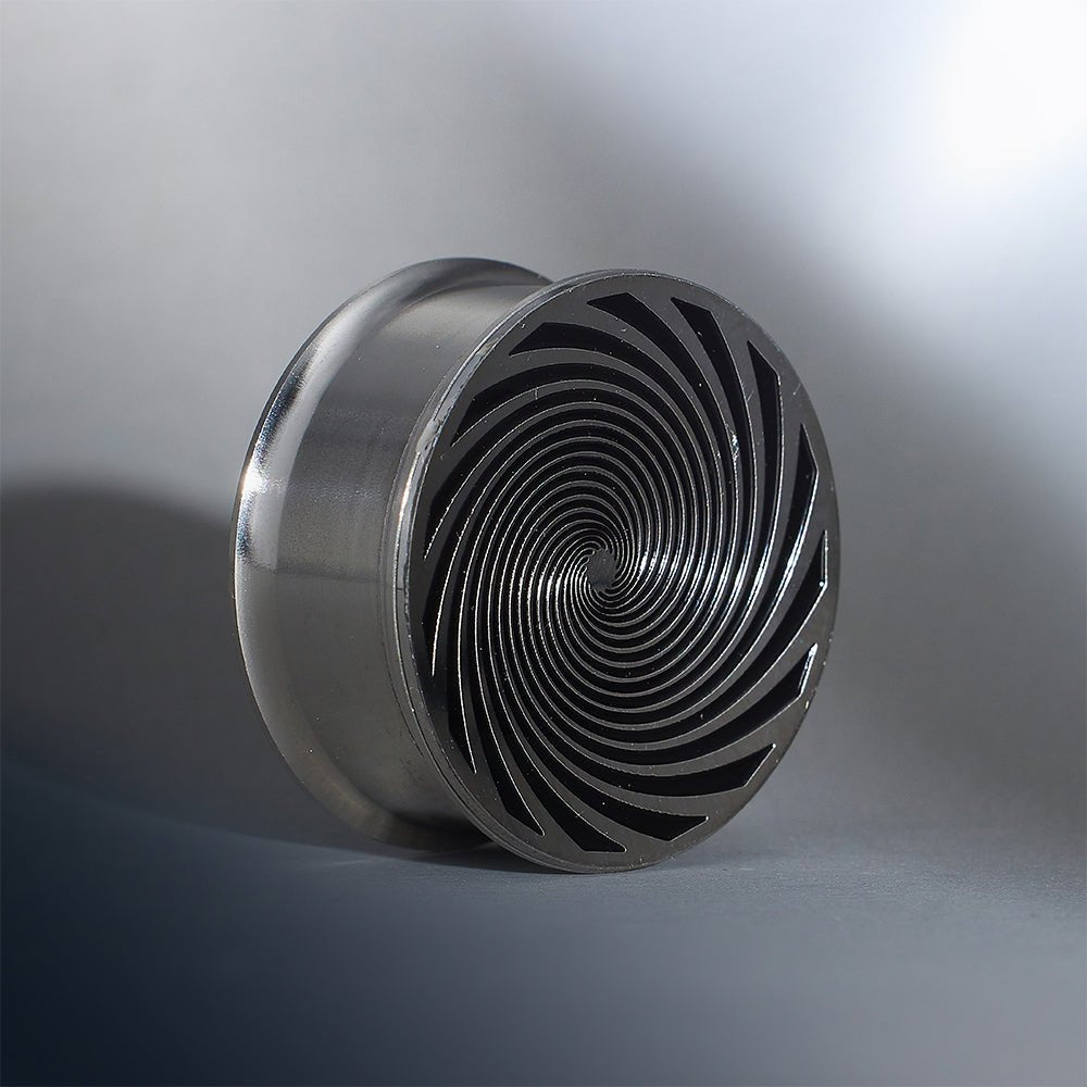 Stainless Steel Eye of Storm Ear Piercing Plugs 2pcs - AKAK BODYJEWELRY - ear - tunnel