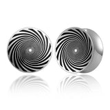 Stainless Steel Eye of Storm Ear Piercing Plugs 2pcs - AKAK BODYJEWELRY - ear - tunnel