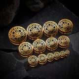 Stainless Steel Golden Filigree Blossoms Ear Gauge Tunnels 2Pcs - AKAK BODYJEWELRY - ear - tunnel