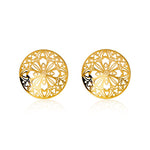 Stainless Steel Golden Filigree Blossoms Ear Gauge Tunnels 2Pcs - AKAK BODYJEWELRY - ear - tunnel