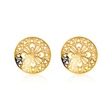 Stainless Steel Golden Filigree Blossoms Ear Gauge Tunnels 2Pcs - AKAK BODYJEWELRY - ear - tunnel