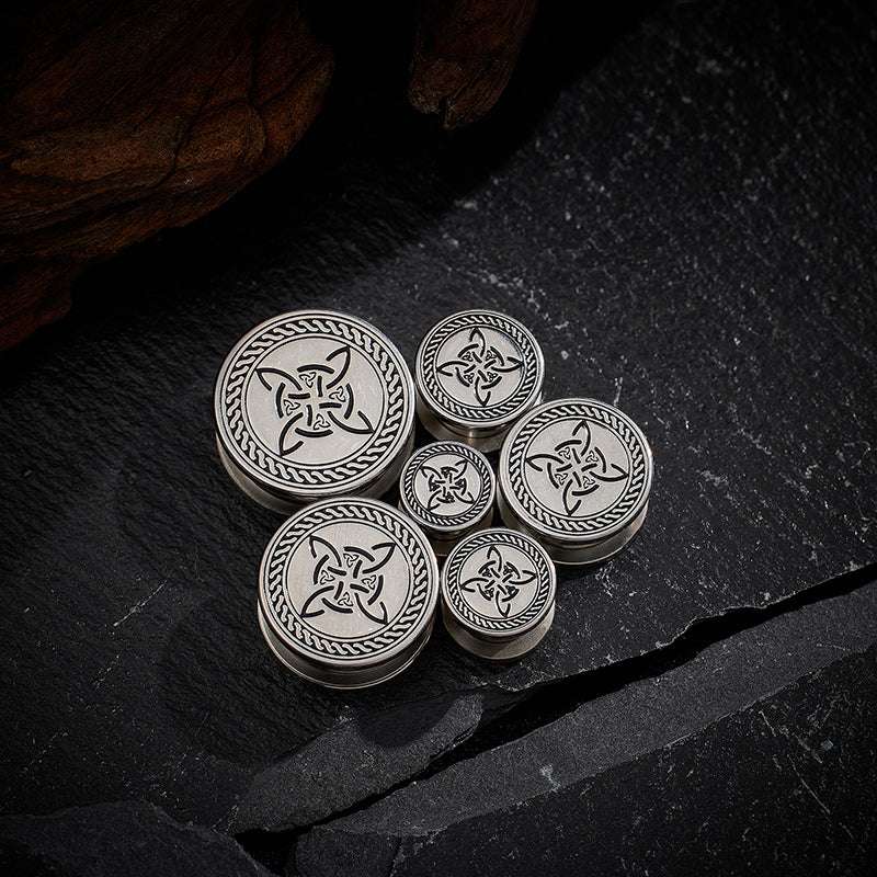 Stainless Steel Knot of Witches Steel Ear Piercing Plugs 2Pcs - AKAK BODYJEWELRY - ear - tunnel