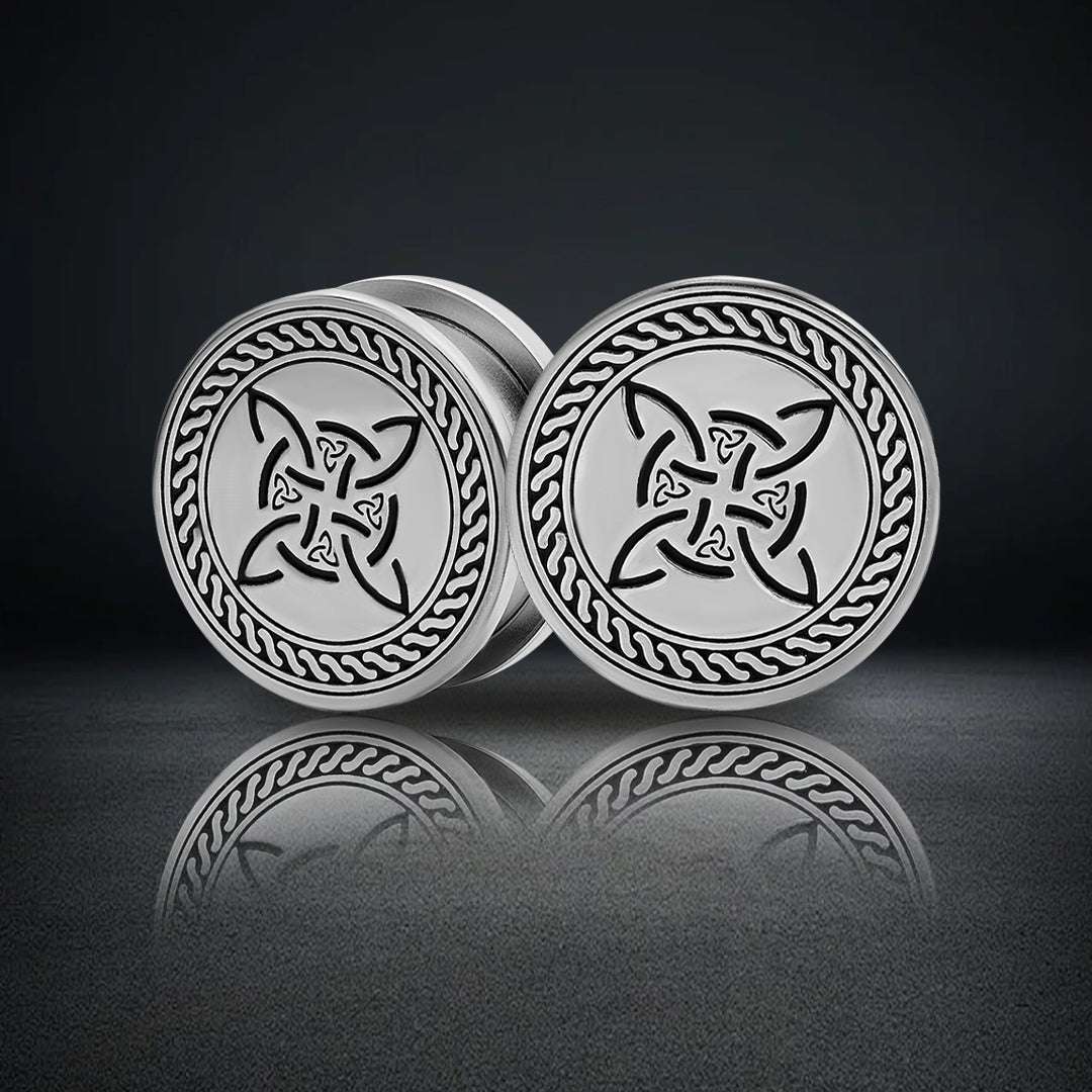 Stainless Steel Knot of Witches Steel Ear Piercing Plugs 2Pcs - AKAK BODYJEWELRY - ear - tunnel