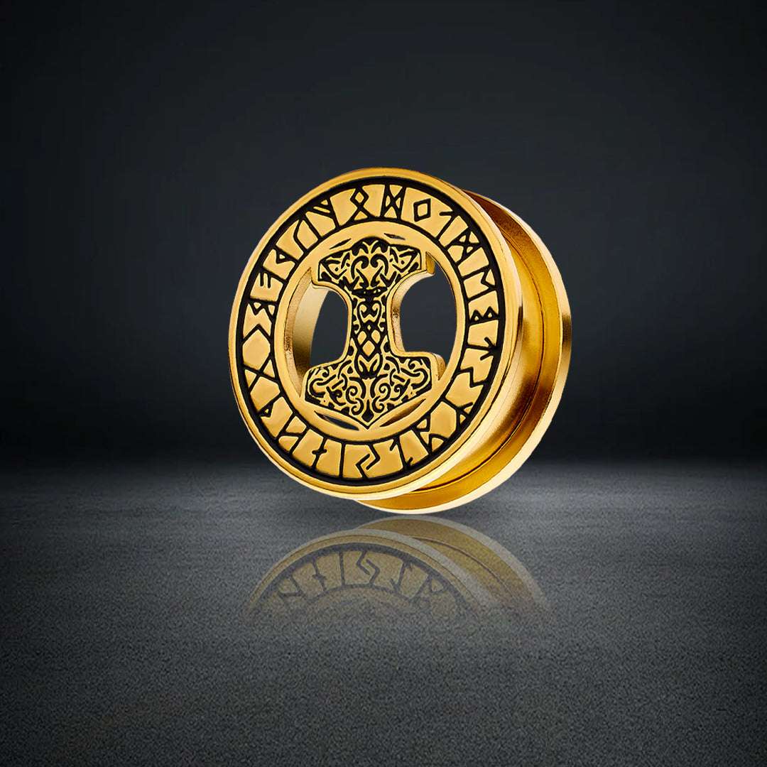 Stainless Steel Mjölnir Ear Plugs Piercing Ear Gauge Tunnels 2Pcs - AKAK BODYJEWELRY - ear - tunnel