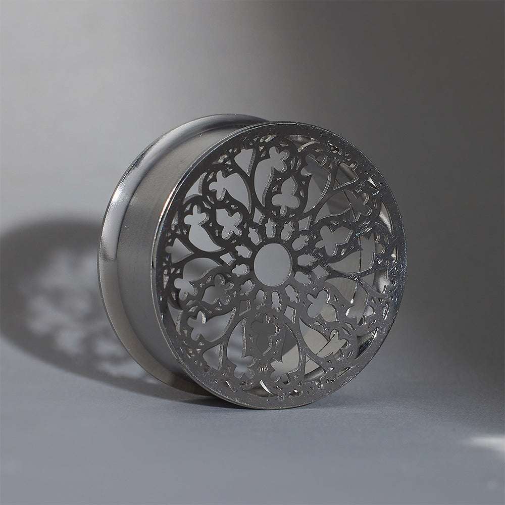 Stainless Steel Papercut Blossom Ear Gauge Tunnels 2Pcs - AKAK BODYJEWELRY - ear - tunnel